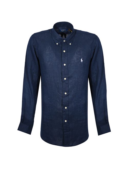 Camicia button-down in lino Navy POLO RALPH LAUREN | 710966294504